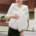 thumbnail image 1 of HongQid Women's Wedding Faux Fur Shawl and Wraps Bridal Fur Stole Cape Fur Scarf for Bride and Bridesmaids, 1 of 4