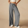 thumbnail image 1 of HongQid Women's Wide Leg Lounge Pants High Waisted Drawstring Waist Wide Leg Ribbed Knit Solid Color Pants Sweatpants Casual Loose Yoga Pants, 1 of 9