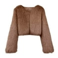 thumbnail image 1 of HongQid Women's Winter Coats Cropped Jacket Faux Fur Long Sleeve Shaggy Warm Outerwear Fall Clothes, 1 of 2