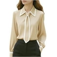 thumbnail image 1 of HongQid Women's Work Blouse Tie Neck Long Sleeve Shirts Button Down Elegant Office Business Top, 1 of 6