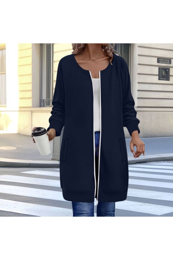 Women's Zip Up Hoodies Long Sleeve Long Tunic Sweatshirts Oversized Fleece Casual Fall Jacket Coat with Pocket