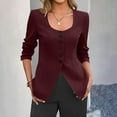 thumbnail image 1 of HongQid Womens Business Work Casual Blazers Button Down Scoop Neck Split Hem Fitted Suit Jackets, 1 of 6