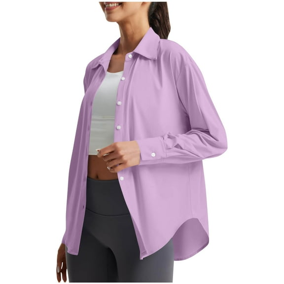 HongQid Womens Button Down Shirt Casual Long Sleeve Blouse Top