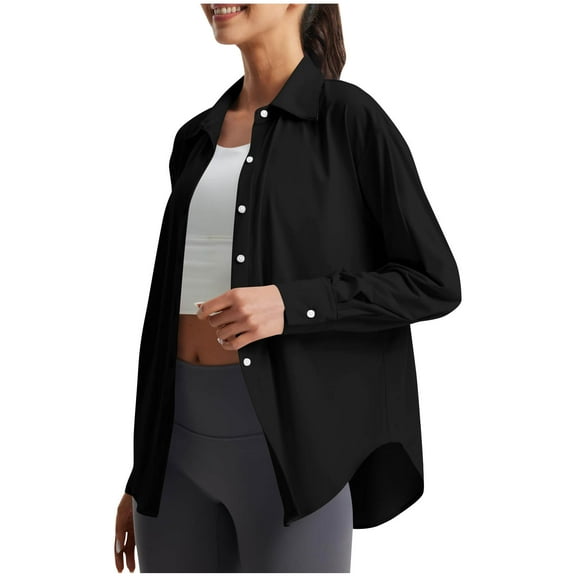 HongQid Womens Button Down Shirt Casual Long Sleeve Blouse Top