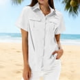 thumbnail image 1 of HongQid Womens Button Down Shirts Short Sleeve Collared Button Up Casual Blouses Loose Tops with Two Pocket, 1 of 7