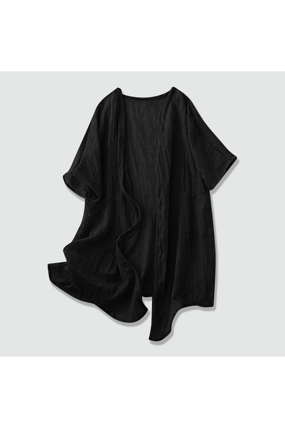 Womens Casual Spring Fall Lightweight Cotton Linen Jackets Cardigan Kimono Tops