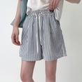 thumbnail image 1 of HongQid Womens Cotton Lounge Shorts Striped Ultra-Soft Comfy Stretch Pajama Shorts Elegant Sleepwear Blue XL, 1 of 4