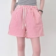 thumbnail image 1 of HongQid Womens Cotton Lounge Shorts Striped Ultra-Soft Comfy Stretch Pajama Shorts Elegant Sleepwear Red XL, 1 of 5