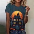 thumbnail image 1 of Yanchicy Womens Crew Neck T Shirt Seasonal Halloween Graphic Short Sleeve Printed Casual Tops Ladies Fashion Clothes Autumn Holiday Everyday Outfits, 1 of 7