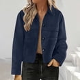 thumbnail image 1 of HongQid Womens Cropped Jacket Contrast Collar Utility Coat Cargo Jacket Lapel Button Down Faux Suede Outwear with Pockets, 1 of 7