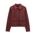 thumbnail image 1 of HongQid Womens Cropped Jacket Contrast Collar Utility Coat Cargo Jacket Lapel Button Down Outwear with Pockets, 1 of 7