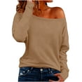 thumbnail image 1 of HongQid Womens Cute Off Shoulder Blouses Long Sleeve Boat Neck Tunics Tops, 1 of 5
