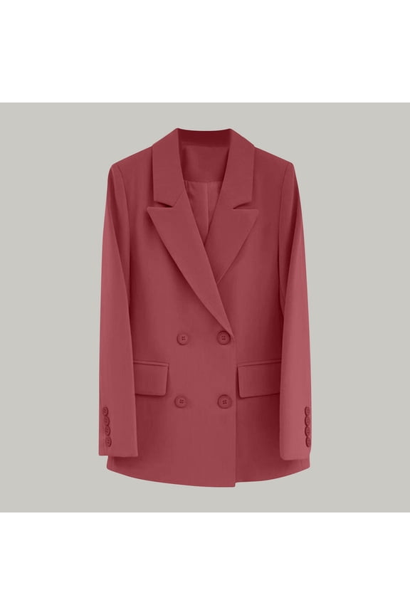 Womens Double Breasted Blazer Jackets Casual Blazers Open Front Long Sleeve Lapel Collar Work Office Jackets Blazer