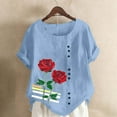 thumbnail image 1 of HongQid Womens Embroidered Tops Casual Summer Boho T Shirts Loose Fit Short Sleeve Floral Blouses, 1 of 5
