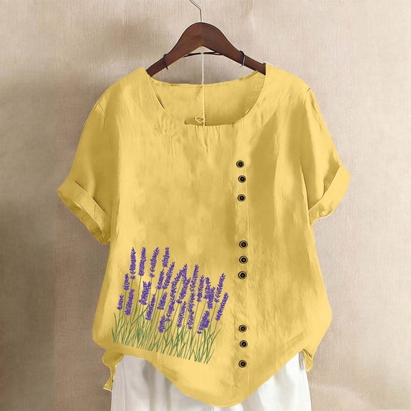 HongQid Womens Embroidered Tops Casual Summer Boho T Shirts Loose Fit Short Sleeve Floral Blouses