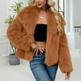 thumbnail image 1 of HongQid Womens Faux Fur Coat Lapel Open Front Fluffy Shaggy Jacket Winter Warm Furry Cropped Overcoat, 1 of 7