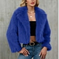 thumbnail image 1 of HongQid Womens Faux Fur Cropped Coat Lapel Open Front Fluffy Shaggy Jacket Winter Warm Furry Overcoat, 1 of 6