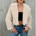 thumbnail image 1 of HongQid Womens Faux Fur Cropped Coat Lapel Open Front Fluffy Shaggy Jacket Winter Warm Furry Overcoat, 1 of 5