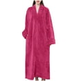 thumbnail image 1 of HongQid Womens Fleece Warm Robe: Cozy Flannel Long Zipper Bathrobe - Plush Winter Housecoat Nightgown, 1 of 7