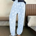 thumbnail image 1 of HongQid Womens Fluffy Pajama Pants Fuzzy Fleece Cozy Lounge Pants Winter Warm Pj Bottoms Elastic Waist Star Graphic Printed,Light Blue, 1 of 5