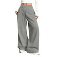 thumbnail image 1 of HongQid Womens High Waisted Baggy Drawstring Sweatpants Casual Wide Leg Pants Long Trouser Slacks with Pockets, 1 of 8