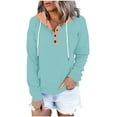thumbnail image 1 of HongQid Womens Hoodies Button Collar Drawstring Hooded Pullover Sweatshirt Casual Long Sleeve Tops Shirts, 1 of 4