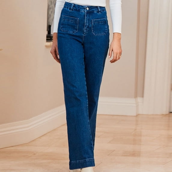 HongQid Womens Jeans Wide Leg High Waisted Straight Bootcut Jeans Trendy Fall Stretchy Denim Pants