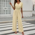thumbnail image 1 of HongQid Womens Jumpsuits Short Sleeve V Neck Dressy Casual Wide Leg Pants Romper 2026 Summer One Piece Outfits, 1 of 8