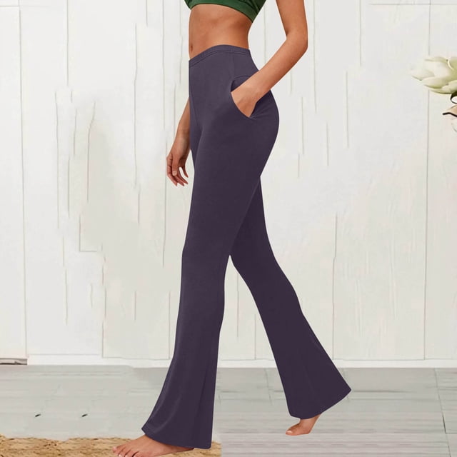 HongQid Womens Legging High Waist Mini Flared Leggings Casual Fitness Gym Yoga Pants