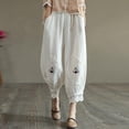 thumbnail image 1 of HongQid Womens Linen Pants with Pockets High Waist Comfy Casual Pants Lightweight Loose Trousers, 1 of 5