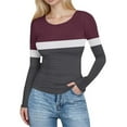 thumbnail image 1 of HongQid Womens Long Sleeve Stretch Crewneck Ribbed T-Shirt Slim Fit Casual Basic Tops, 1 of 7