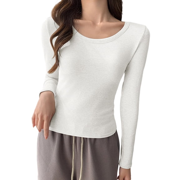 HongQid Womens Long Sleeve Tops Baselayer for Women Crew Neck Soft Casual Slim Stretch Underscrub