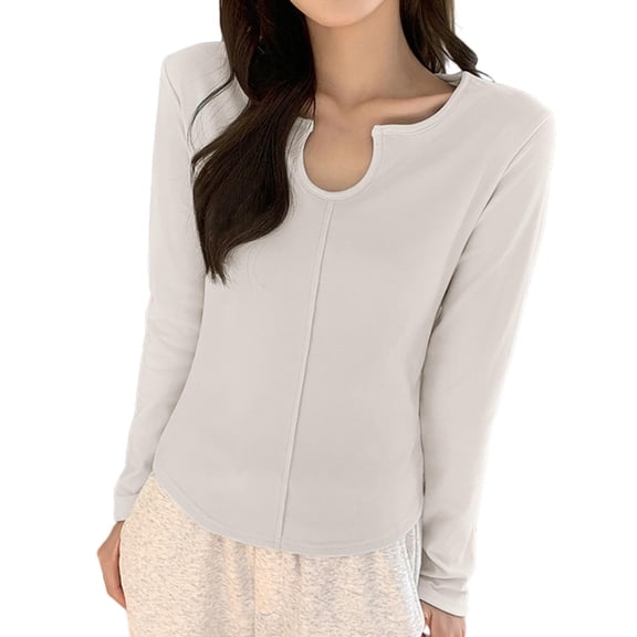 HongQid Womens Long Sleeve Tops Baselayer for Women V Neck Soft Casual Slim Stretch Underscrub