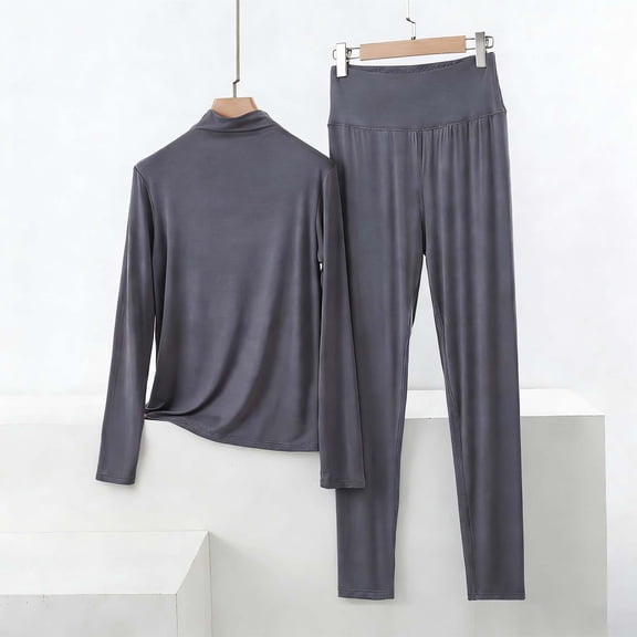 HongQid Womens Modal 2 Pack Pajama Set Long Sleeve Pajamas Top and Pants V Neck Pjs Set Soft Loungewear