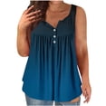 thumbnail image 1 of HongQid Womens Plus Sized Tank Tops Summer Solid Pleat Flared Trendy Casual Blouse Button Tunic Sleeveless, 1 of 4
