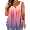thumbnail image 1 of HongQid Womens Plus Sized Tank Tops Summer Solid Pleat Flared Trendy Casual Blouse Button Tunic Sleeveless, 1 of 4