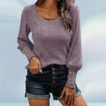 thumbnail image 1 of HongQid Womens Ribbed Knit Sweater Long Sleeve Fall Pullover Tops with Button Cuffs, 1 of 9