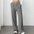 thumbnail image 1 of HongQid Womens Ribbed Wide Leg Lounge Pants with Pockets Casual Relaxed Comfy Loose Soft Knit Pajama Pants with Drawstring, 1 of 7