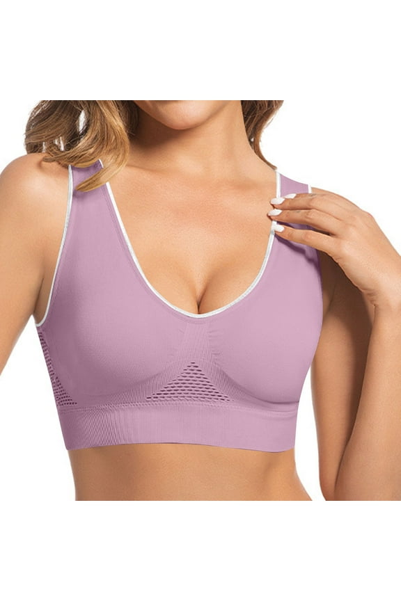 Womens Seamless Bra No Underwire Sports Yoga Bras Plus Sized Wireless Bralette Everyday Bra Purple 4XL