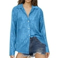 thumbnail image 1 of HongQid Womens Sequins Long Sleeve Collared Shirt Button Down Open Front Shirt Loose Blouses Shirts Tops, 1 of 6