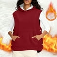 thumbnail image 1 of HongQid Womens Sherpa Fleeve Hooded Vest Sleeveless Hoodies Fall Winter Fluffy Tops with Pockets, 1 of 9