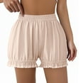 thumbnail image 1 of HongQid Womens Shorts Safety Pants Bottom Ruffled Bloomers Under Dress Sport Dance Shorts Pajama Short Beige 3XL, 1 of 3