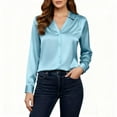 thumbnail image 1 of HongQid Womens Silk Business Dressy Casual Blouses V Neck Long Sleeve Spring Fall Tops Work Trendy Outfits, 1 of 7