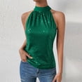 thumbnail image 1 of HongQid Womens Sparkly Sequin Tops Mock Neck Blouse Sleeveless Shiny Tank Top Sleeveless Glitter Outfits Party Shirt, 1 of 9