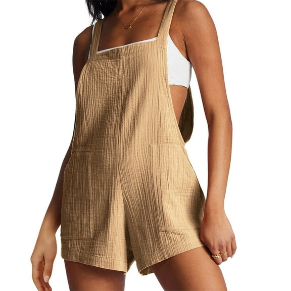 HongQid Womens Summer Casual Sleeveless Romper Dress Loose Shorts Overalls Jumpsuit Vacation Beach Outfits