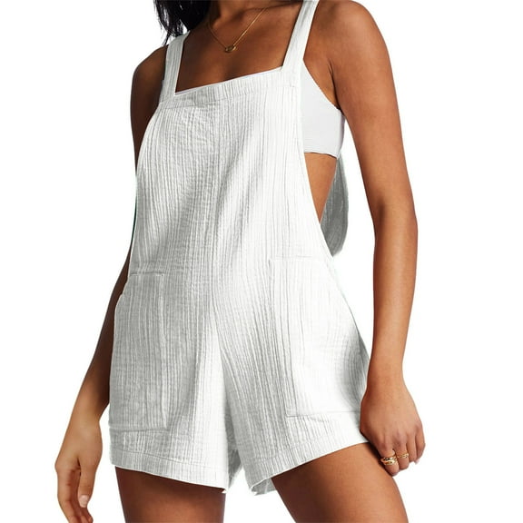 HongQid Womens Summer Casual Sleeveless Romper Dress Loose Shorts Overalls Jumpsuit Vacation Beach Outfits