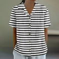 thumbnail image 1 of HongQid Womens Summer Tops Short Sleeve V Neck Lapel Button Down Shirts Striped Loose Casual T-Shirts, 1 of 5