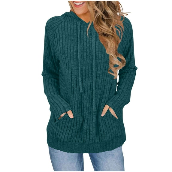 HongQid Womens Sweaters Hoodies Long Sleeve Tops Casual Sweatshirts Fall Outfits Pullover Winter Clothes with Pockets