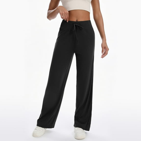 HongQid Womens Sweatpants Baggy Wide Fleece Lined Straight Leg Pants