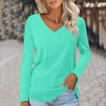 thumbnail image 1 of HongQid Womens T Shirts V Neck Long Sleeve Tshirt Basic Tee Curved Hem Tops Layering Clothes Casual Pullover Tees Spring Fall Daily Solid Lightweight Top, 1 of 6